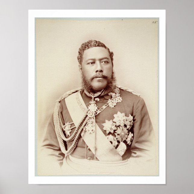 King Kalakaua (1836-91), late c19th (sepia photo) Poster (Front)