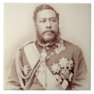 King Kalakaua (1836-91), late c19th (sepia photo) Tile