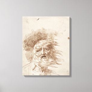 King Lear in the Storm (pen and bistre ink on pape Canvas Print
