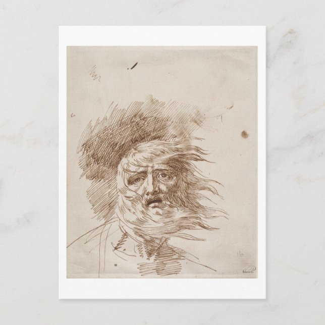 King Lear in the Storm (pen and bistre ink on pape Postcard (Front)