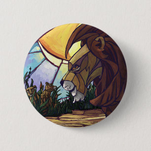 King Lion and Cubs 6 Cm Round Badge