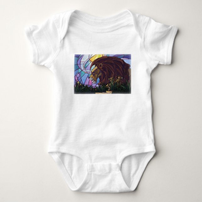King Lion and Cubs Baby Bodysuit (Front)