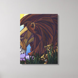 King Lion and Cubs Canvas Print