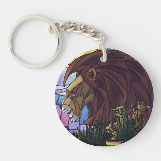 King Lion and Cubs Key Ring (Front)