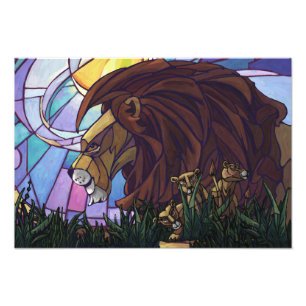King Lion and Cubs Photo Print