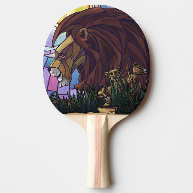 King Lion and Cubs Ping Pong Paddle (Front)