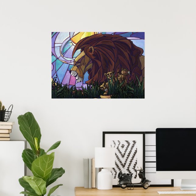 King Lion and Cubs Poster (Home Office)