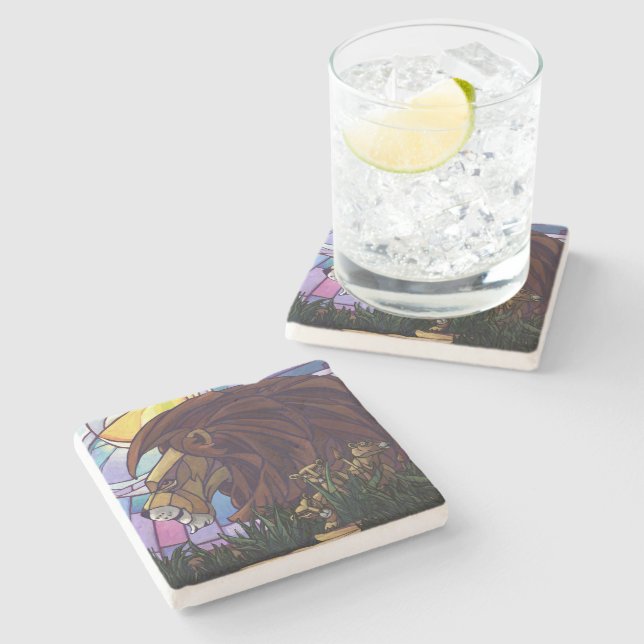 King Lion and Cubs Stone Coaster (Side)