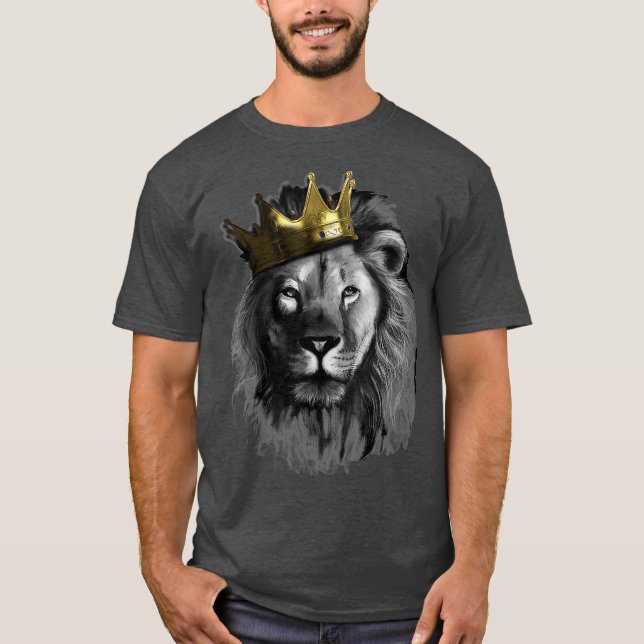 King Lion With Crown Street Art T-Shirt (Front)