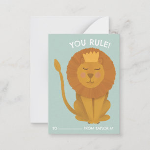King Lion You Rule Classroom Valentines Card