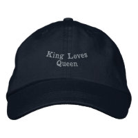 King Loves Queen Grey Text Navy Color-Hat Couple