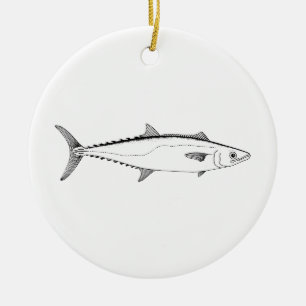 King Mackerel Line Art Ceramic Tree Decoration