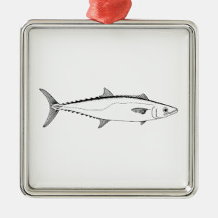 King Mackerel Line Art Metal Tree Decoration