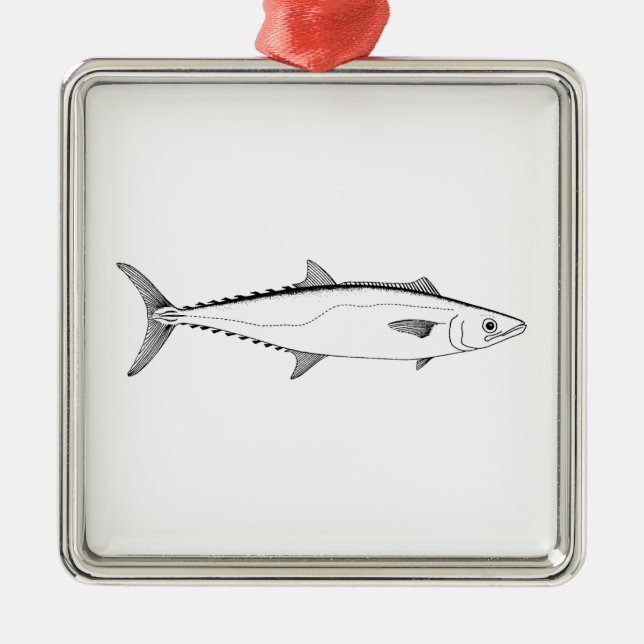 King Mackerel Line Art Metal Tree Decoration (Front)