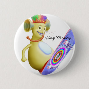 King Monty on Skate Board 6 Cm Round Badge