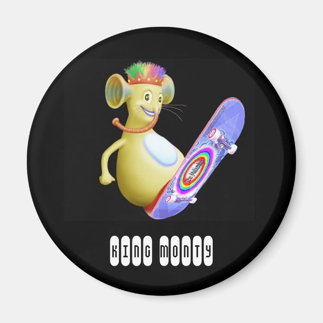King Monty on Skate Board Magnet (Front)
