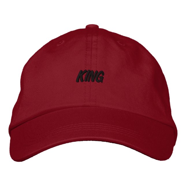 KING Name Dark Ink Edit your Printed Text-Hat Red  Embroidered Hat (Front)