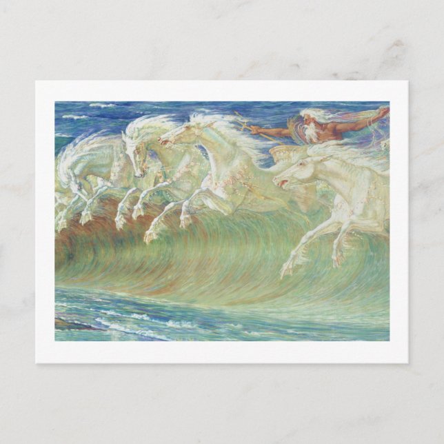 KING NEPTUNE'S HORSES RIDE THE WAVES POSTCARD (Front)