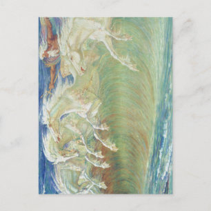 KING NEPTUNE'S HORSES RIDE THE WAVES POSTCARD