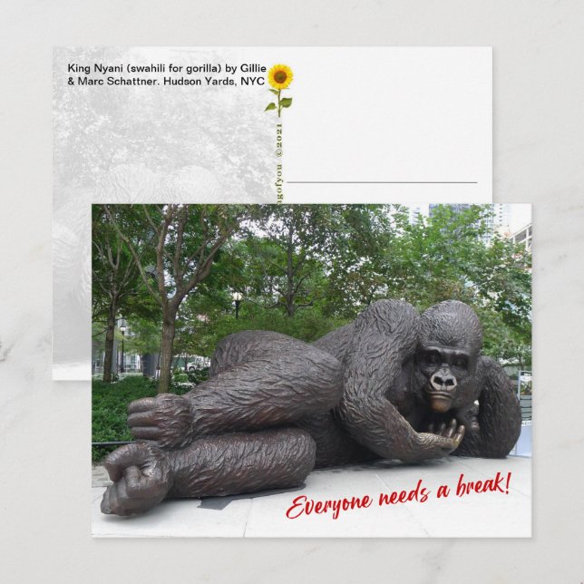 King Nyani takes a break. NYC - H postcard (Front/Back)