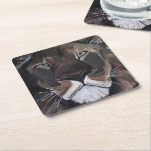 King of Beasts Painting by Alfred Fox Square Paper Coaster