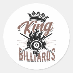 King Of Billiards – 8-ll Pool And Chalk Classic Round Sticker