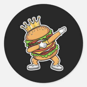 King Of Burger Dab Dancing Funny Hamburger  Classic Round Sticker