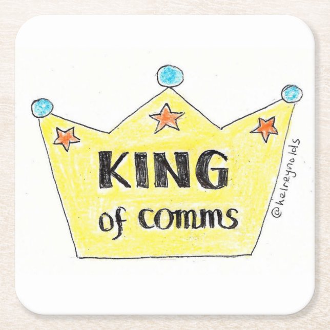 King of comms coaster/beermat square paper coaster (Front)