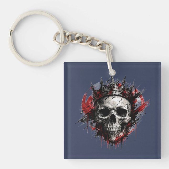 King of Darkness Skull Crown Design Key Ring (Front)