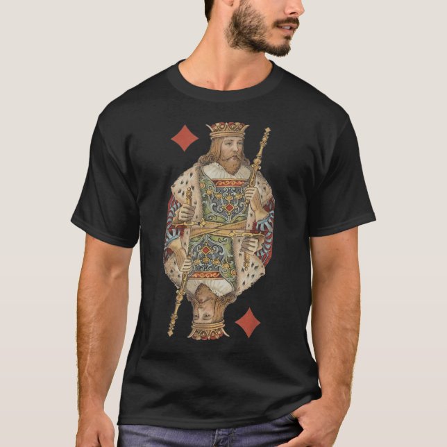King of Diamonds Antique Art Nouveau Playing Card  T-Shirt (Front)