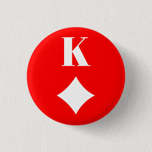 King of Diamonds - Playing Card Symbol 3 Cm Round Badge