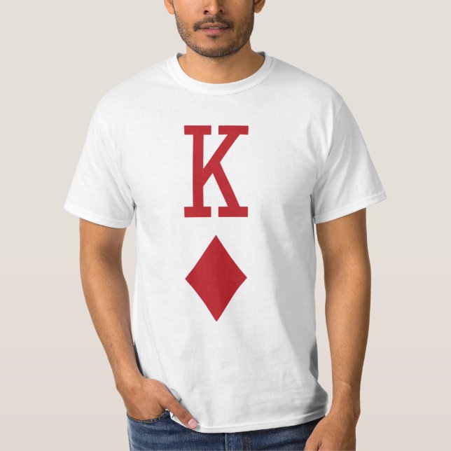 King of Diamonds Red Playing Card T-Shirt (Front)