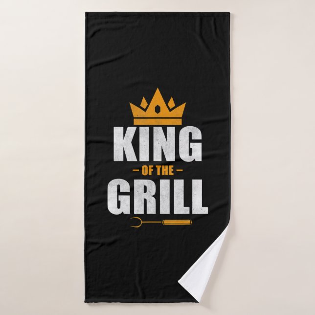 King of grill chef | grilling & bbq lovers gift bath towel (Bath Towel)
