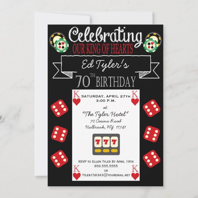 King of Hearts 70th Birthday Party Invitation (Front)