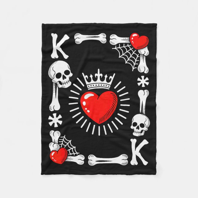 King Of Hearts Card Costume Funny Halloween King O Fleece Blanket (Front)