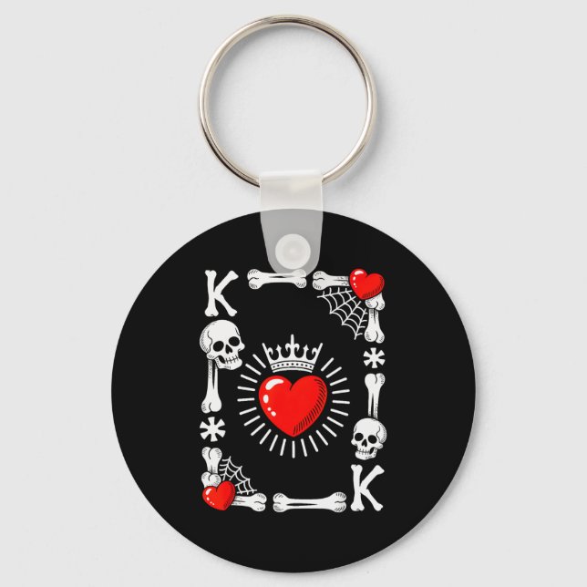 King Of Hearts Card Costume Funny Halloween King O Key Ring (Front)