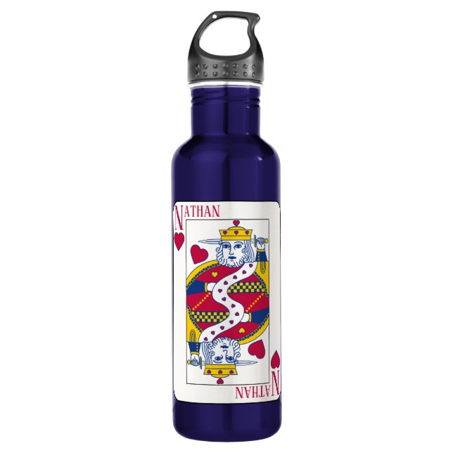 King of Hearts Custom Name Playing Card 710 Ml Water Bottle (Front)