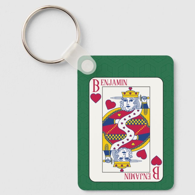 King of Hearts Custom Name Playing Card Key Ring (Front)