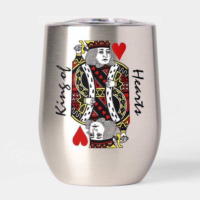 King of Hearts Design Thermal Wine Tumbler (Front)