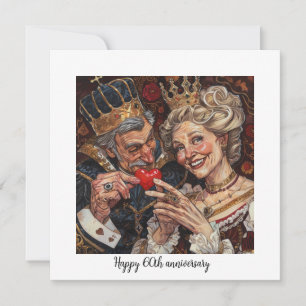 King of Hearts gives heart to queen, customisable Holiday Card