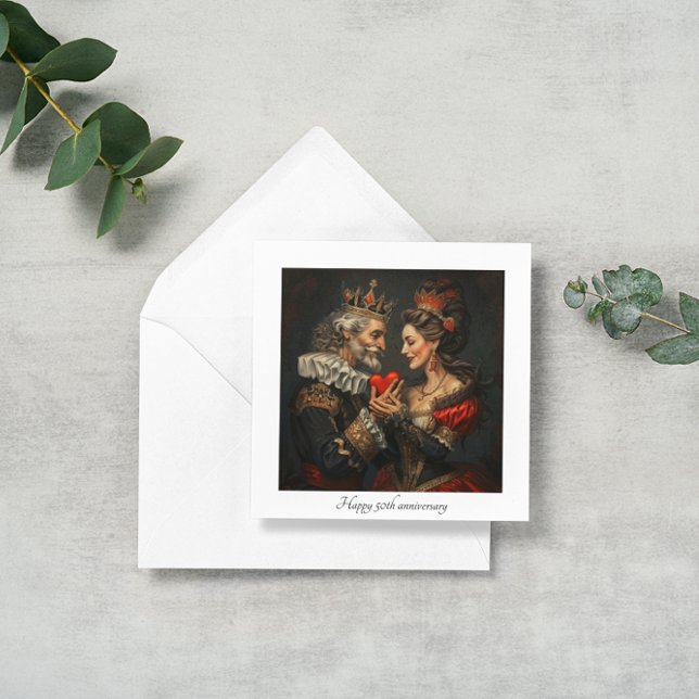 King of Hearts gives heart to queen, customisable Holiday Card (Creator Uploaded)