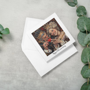 King of Hearts gives heart to queen, customisable Holiday Card