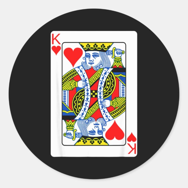 King Of Hearts Playing Card Valentine Costume  Classic Round Sticker (Front)