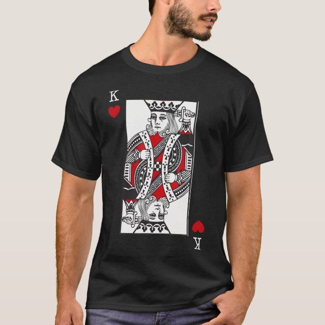 King Of Hearts Valentines Day Cool Playing Card Po T-Shirt (Front)