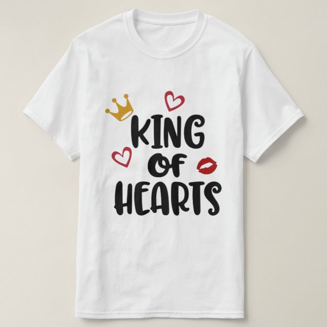 King of Hearts Valentine's Day Red/White Love T-Shirt (Design Front)