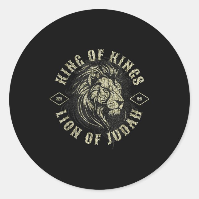King Of Kings Lion Of Judah Christian Faith Religi Classic Round Sticker (Front)
