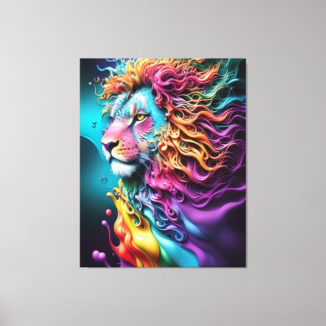 King of Kings Lion of Judah rainbow colour abstrac Canvas Print (Front)