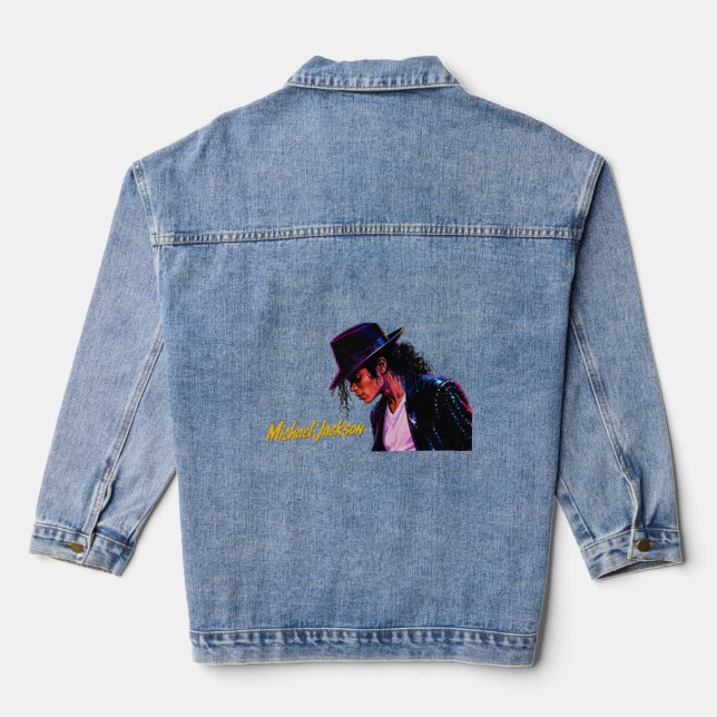 King of Pop Moonwalk Legend Retro Tribute Design Denim Jacket (Back)