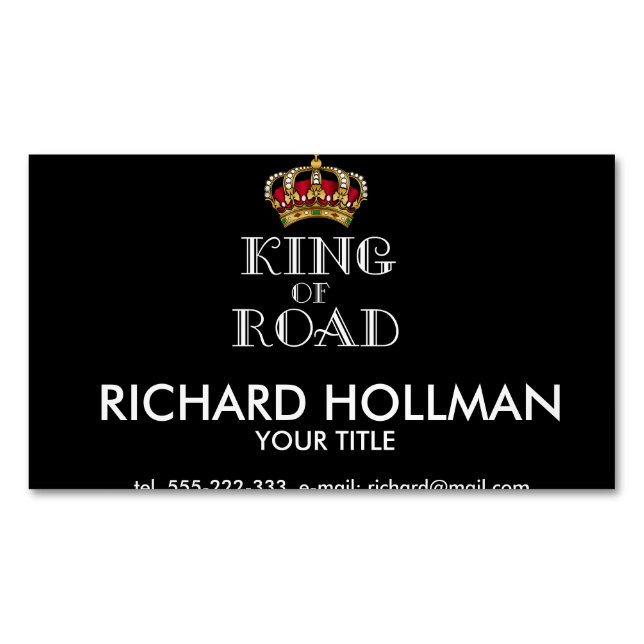 King of road magnetic business card (Front)