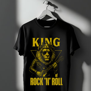 King of Rock N Roll Lion with Crown and Guitar T-Shirt